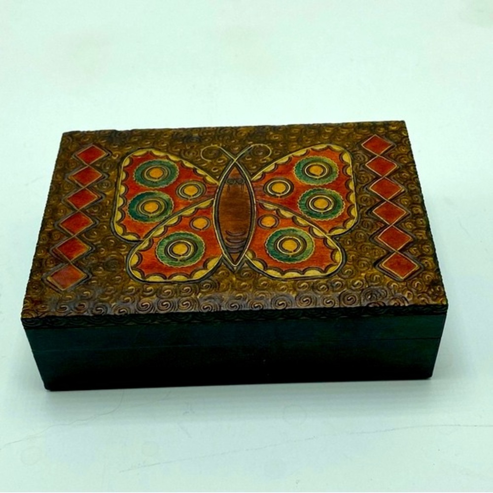 Handmade Tata Mountain Wooden Butterfly Trinket Box